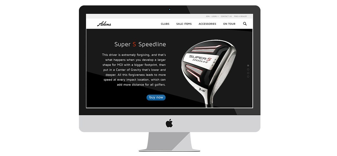 Adams Golf homepage redesign
